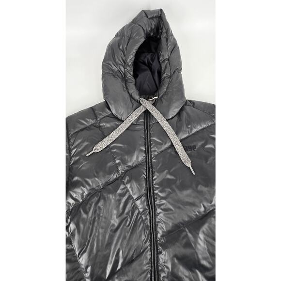 Orage Down Puffer Coat Metallic Gunmetal Mens Medium Hooded Quilted Lightweight - Picture 4 of 7
